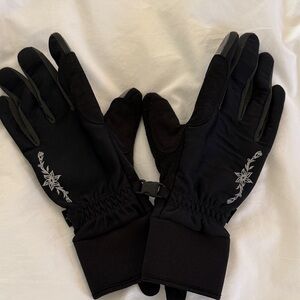 Novara Black Women's Road Bike Gloves with Floral Accent